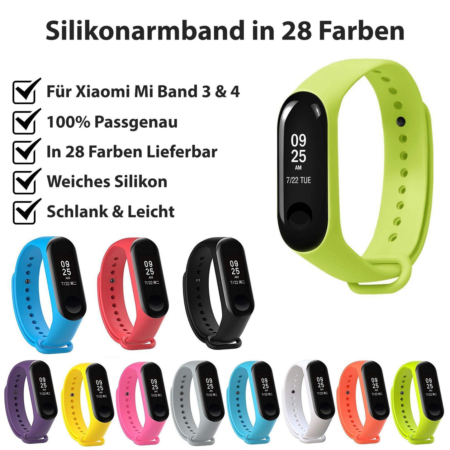Armband für Xiaomi Mi Band 3 / 4 Fitness Tracker Smartwatch Ersatz Sport Silikon