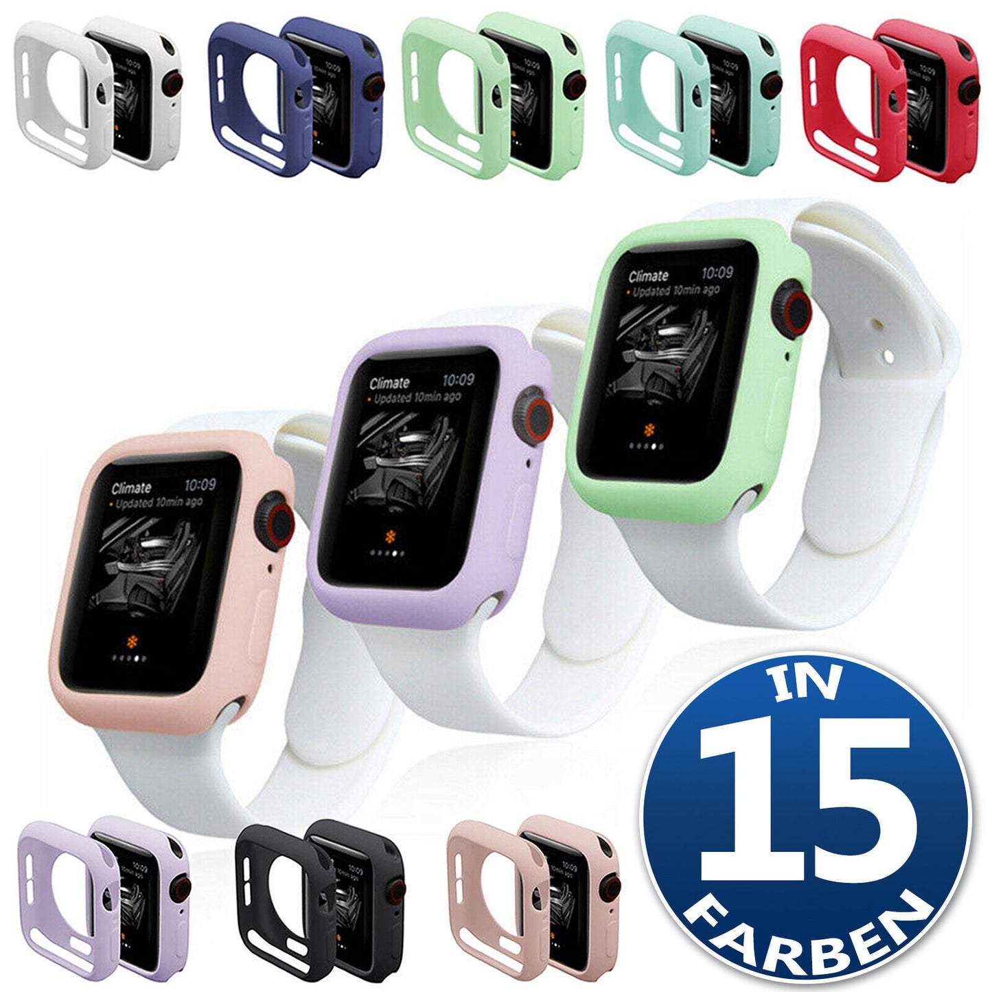 Schutzhülle für Apple Watch Series 1-6 SE 38 40 42 44mm Silikon Case Slim Bumper