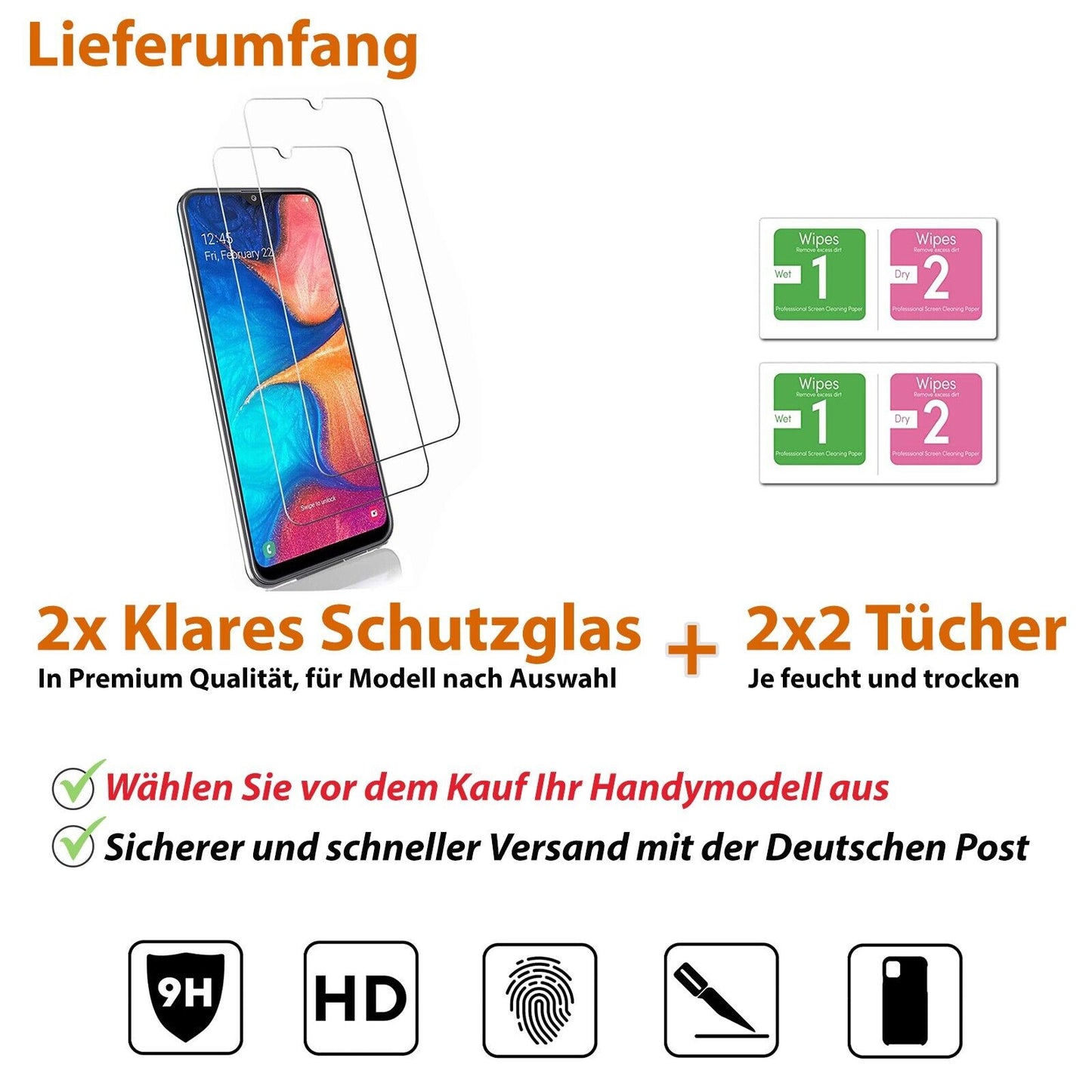 2x Schutzglas Huawei P50 P40 P30 P20 Mate Lite Pro Plus Nova Panzerfolie 9H Glas