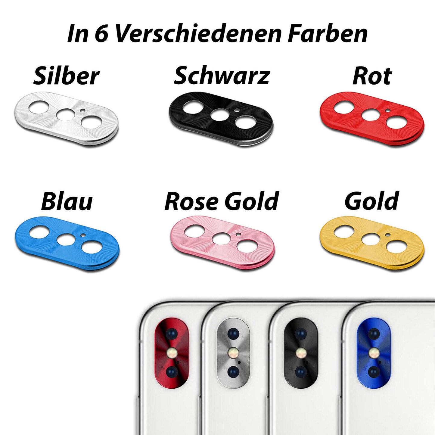iPhone 7 8 X XS XR Plus Max SE Kamera Schutz Blende, Metall Panzer Camera Linse