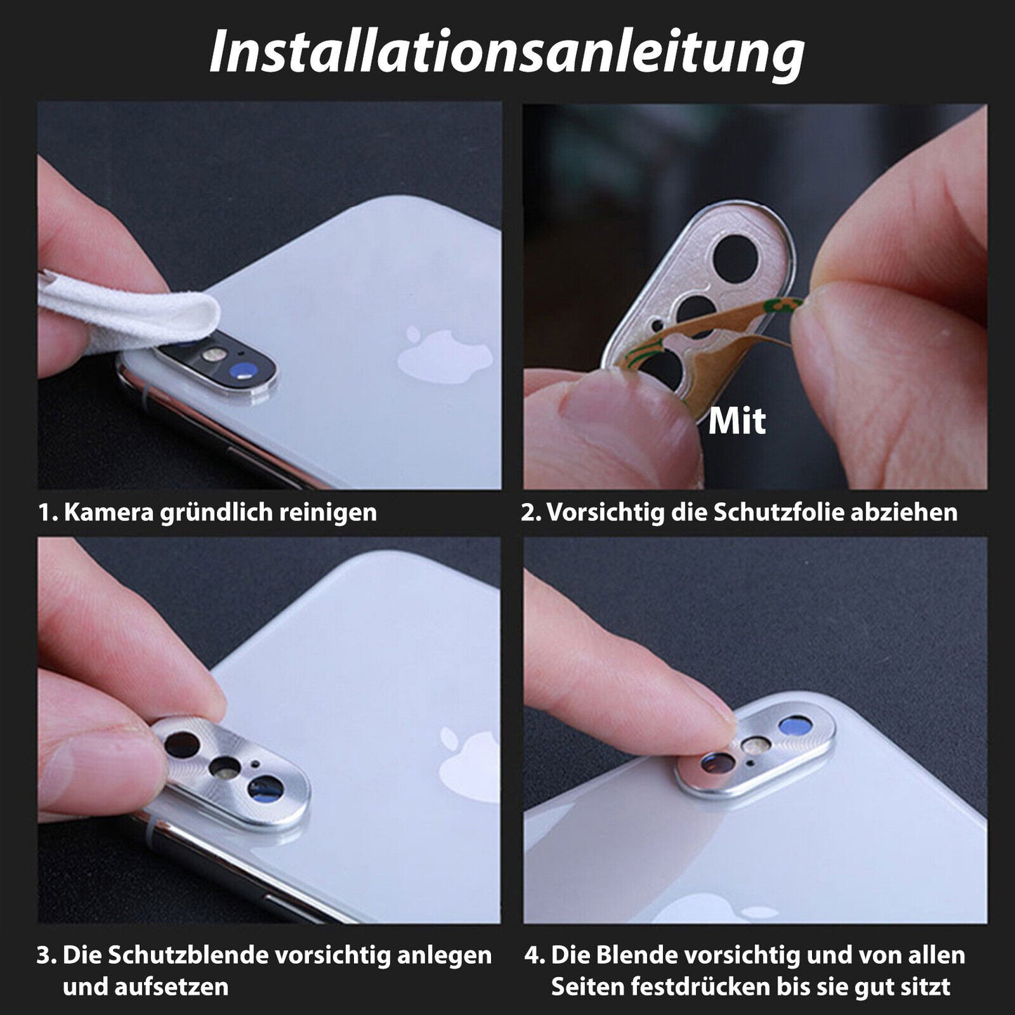 iPhone 7 8 X XS XR Plus Max SE Kamera Schutz Blende, Metall Panzer Camera Linse
