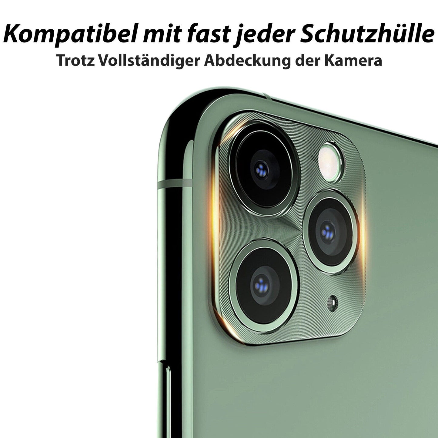iPhone 11 12 Pro Max Mini Kamera Schutz Linsen Schutz aus Metall im Titan look