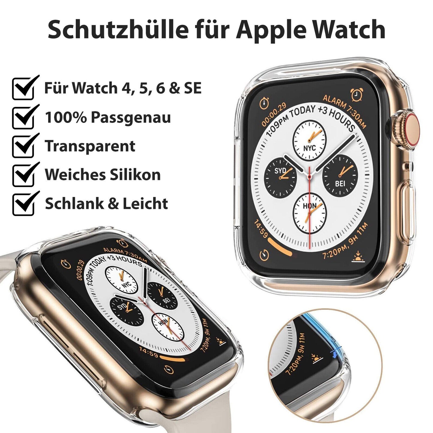 Hülle für Apple Watch Series 8 7 6 5 4 SE 49 45 44 42 40mm Silikon Schutz Bumper