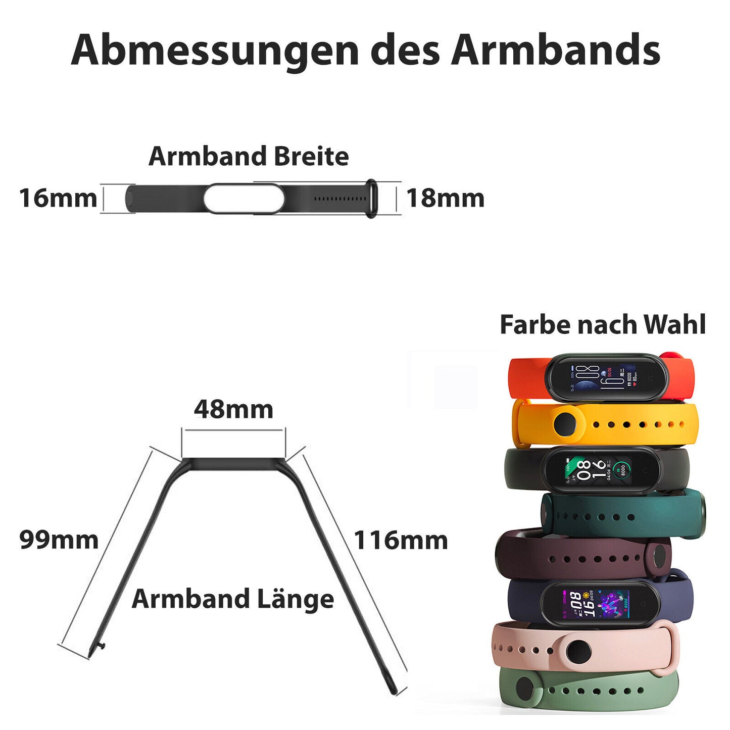 Armband für Xiaomi Mi Band 5 / 6 Fitness Tracker Smartwatch Sport Ersatz Silikon