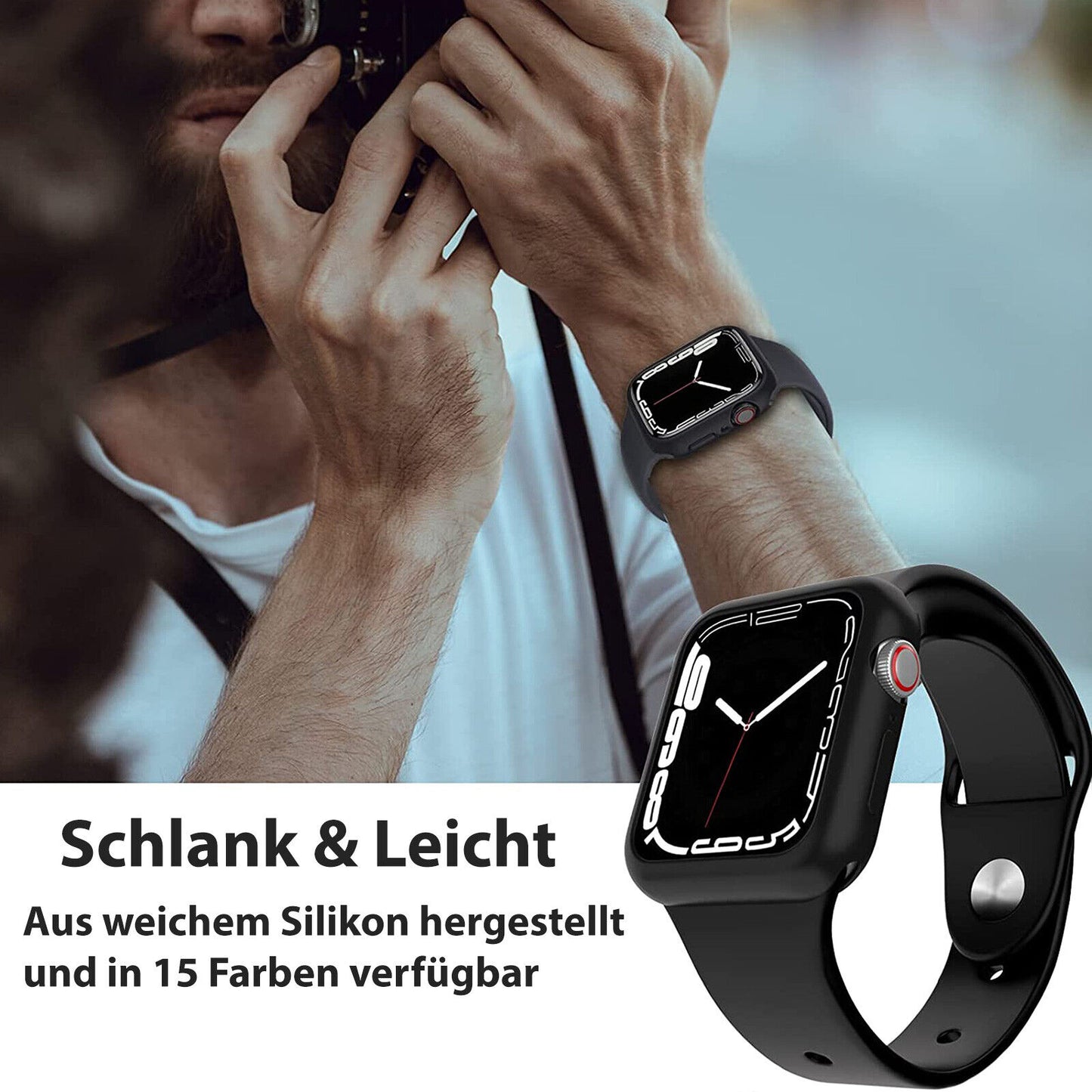 Schutzhülle für Apple Watch Series 1-6 SE 38 40 42 44mm Silikon Case Slim Bumper