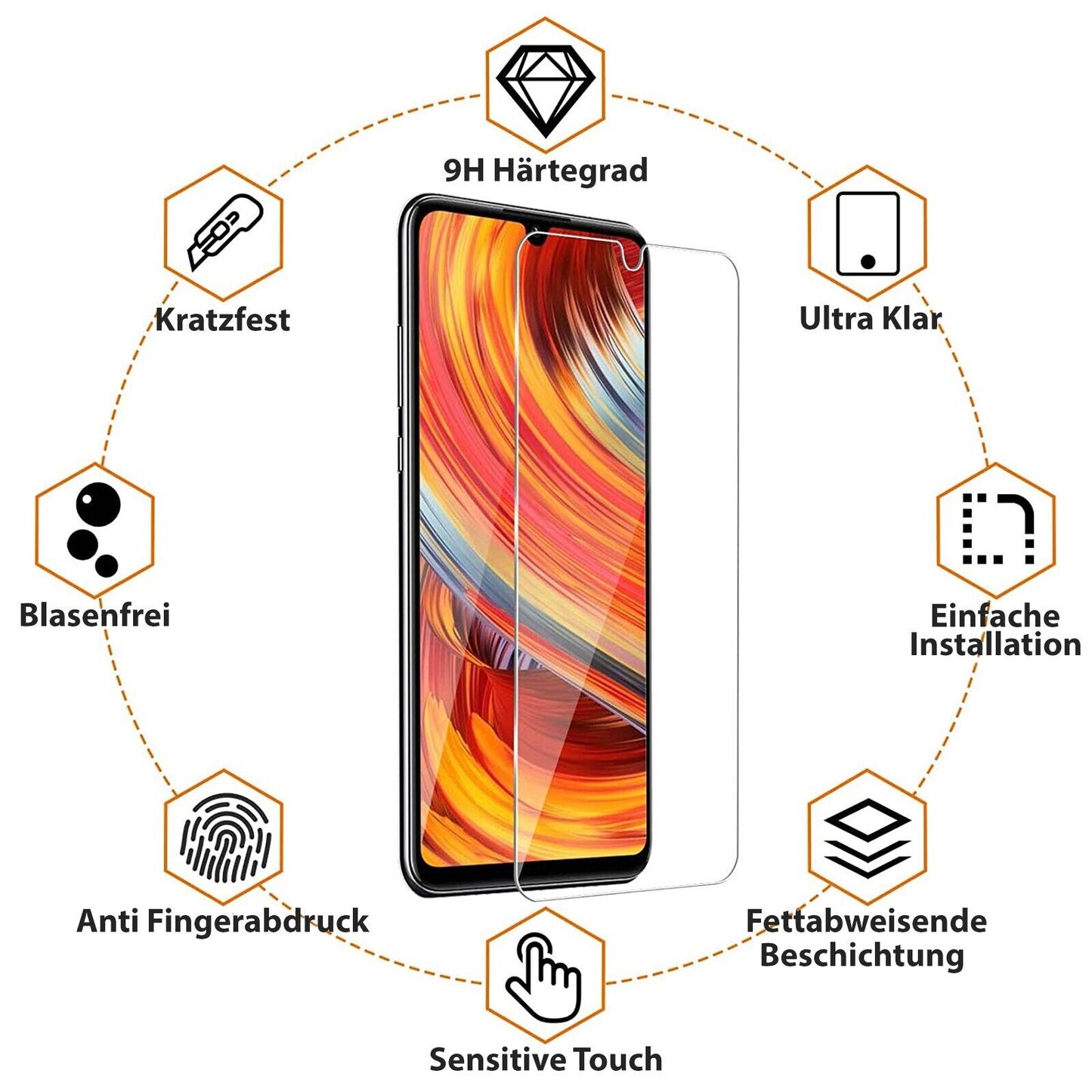 2x Schutzglas Huawei P50 P40 P30 P20 Mate Lite Pro Plus Nova Panzerfolie 9H Glas