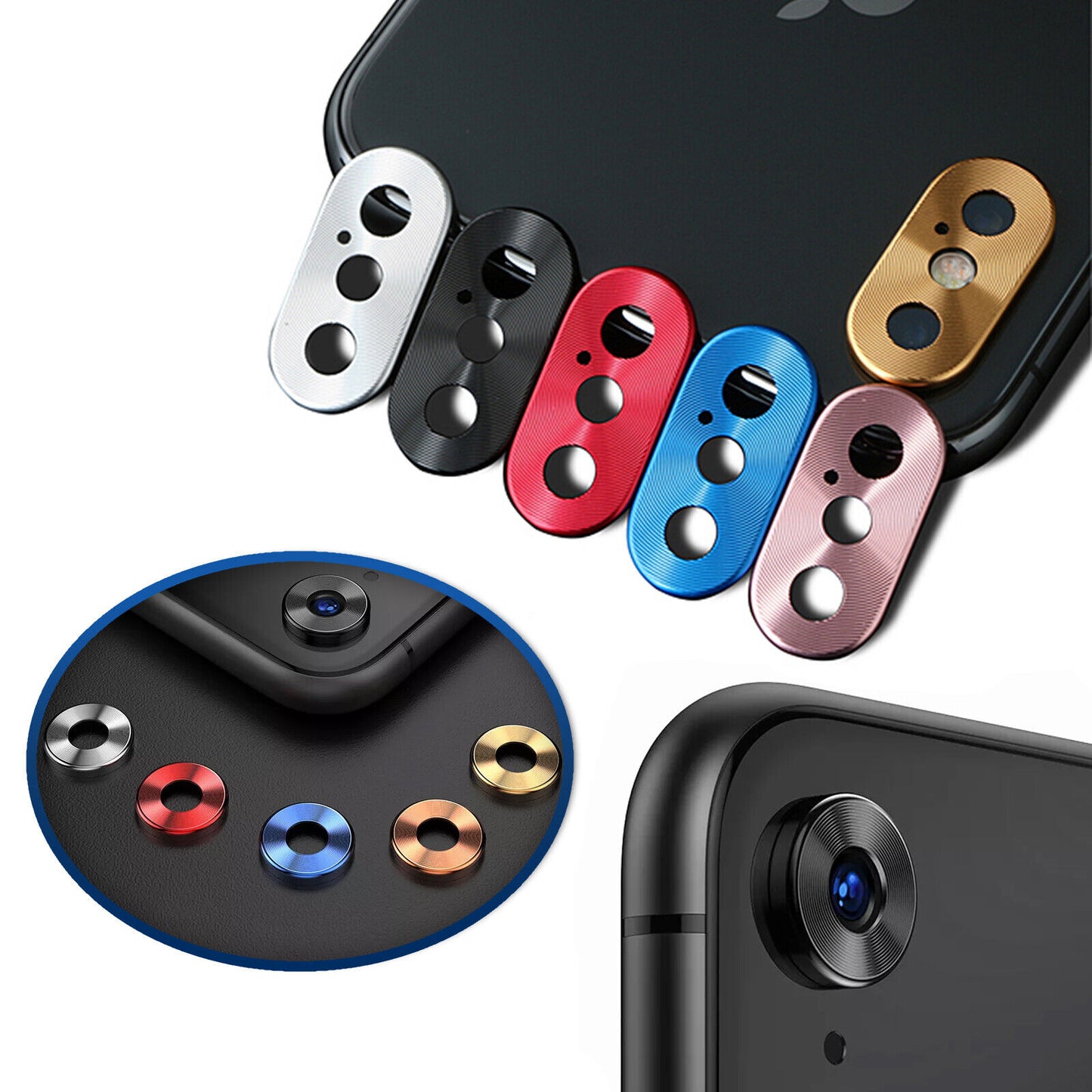 iPhone 7 8 X XS XR Plus Max SE Kamera Schutz Blende, Metall Panzer Camera Linse
