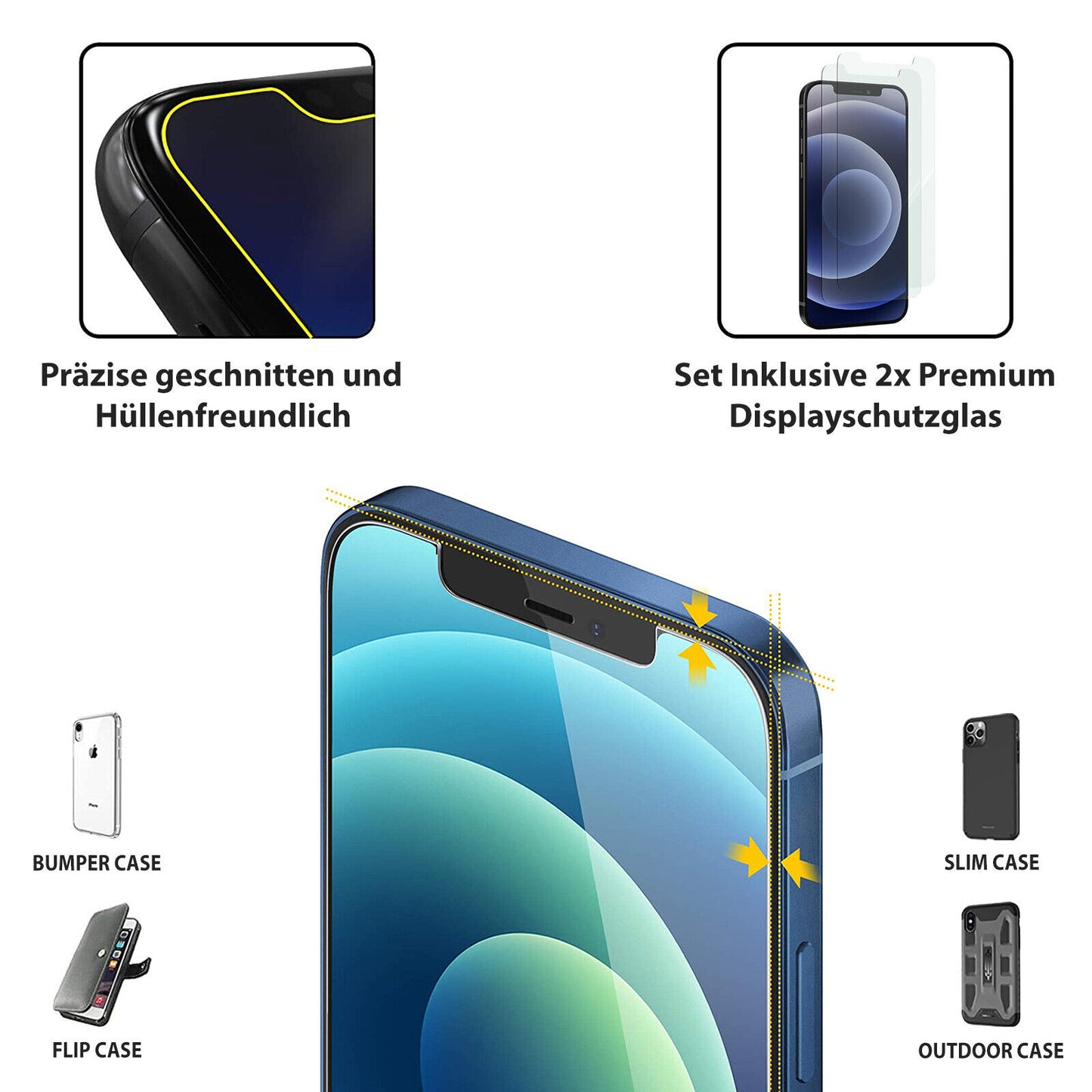 3in1 iPhone 12 11 Mini Pro Max Metall Kameraschutz + 2x Panzer Schutz Glas Folie