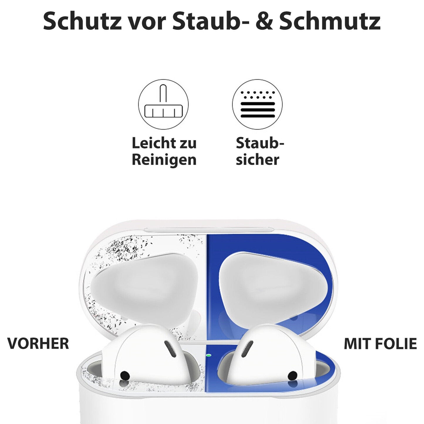 Metallic Schutzfolie für AirPods 2 & PRO Case Hülle Cover Schutzhülle Sticker