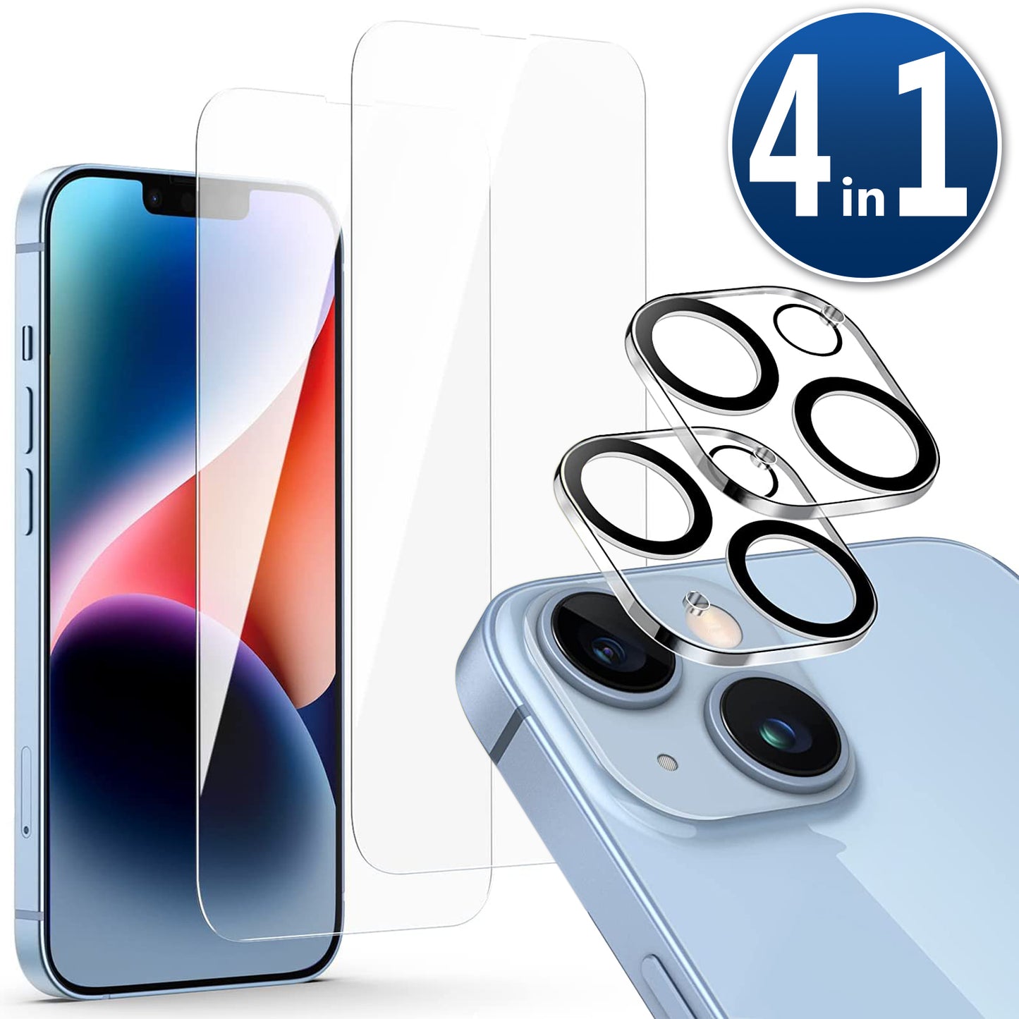 2x Display Schutzglas + 2 x Kameraschutz für iPhone 11 - 16 Pro Max