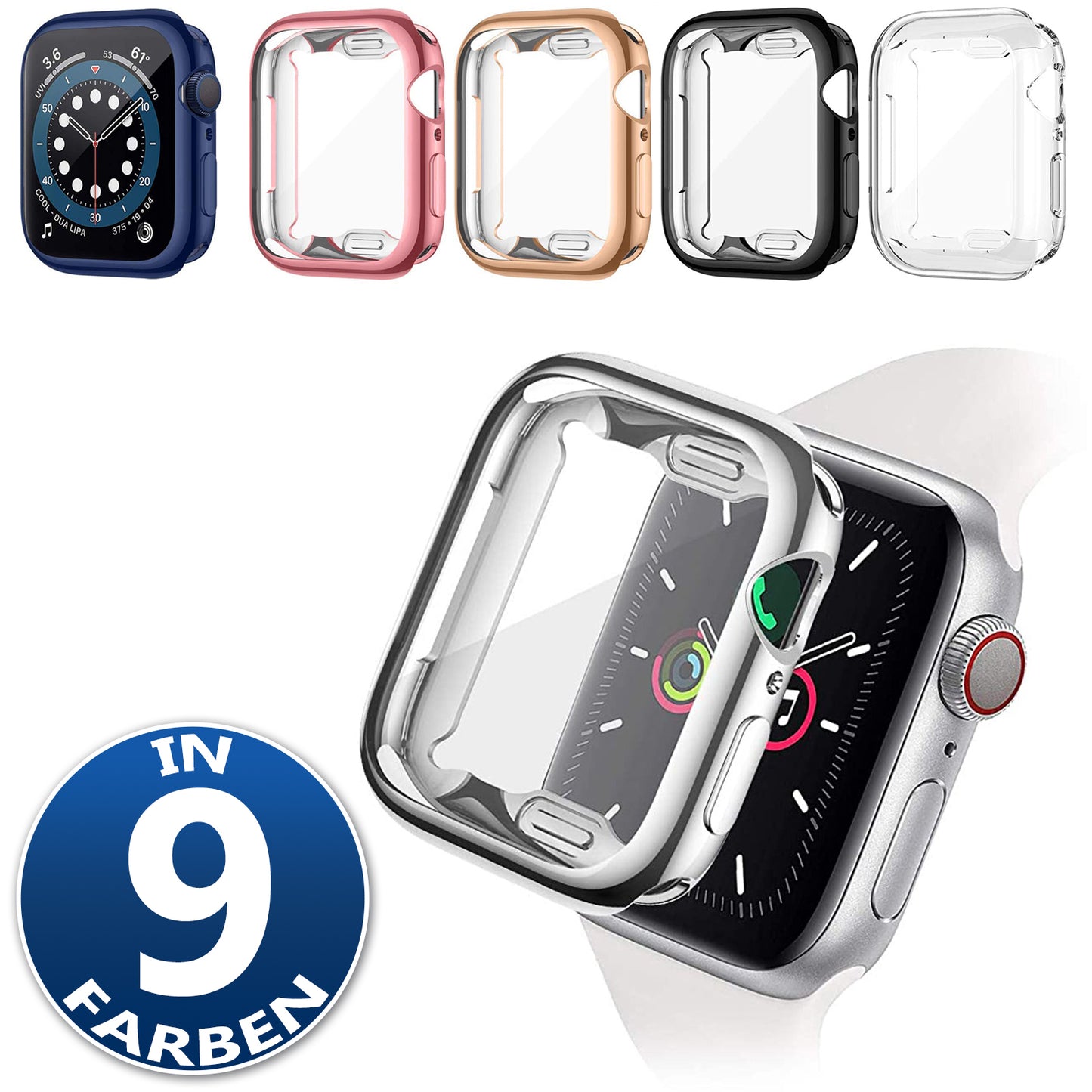 Silikon Case für Apple Watch Series 1-9 Cover 38-49mm 360 Grad Schutz Hülle TPU