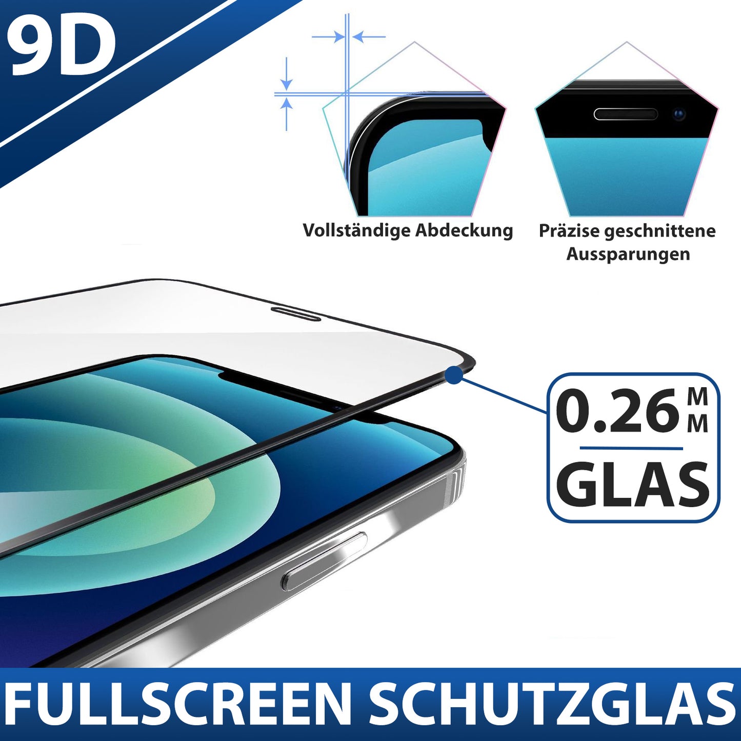 Full Screen Panzerfolie für iPhone 16 15 14 13 12 11 Pro Max Cover Schutz Glas