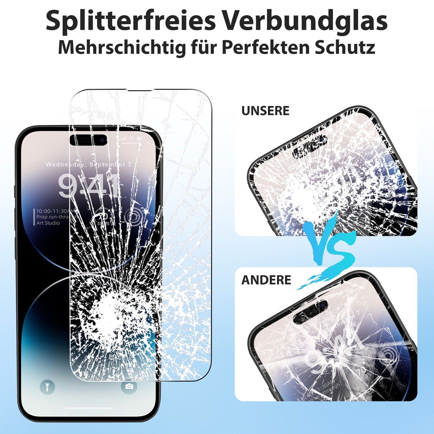 2x Display Schutzglas + 2 x Kameraschutz für iPhone 11 - 16 Pro Max