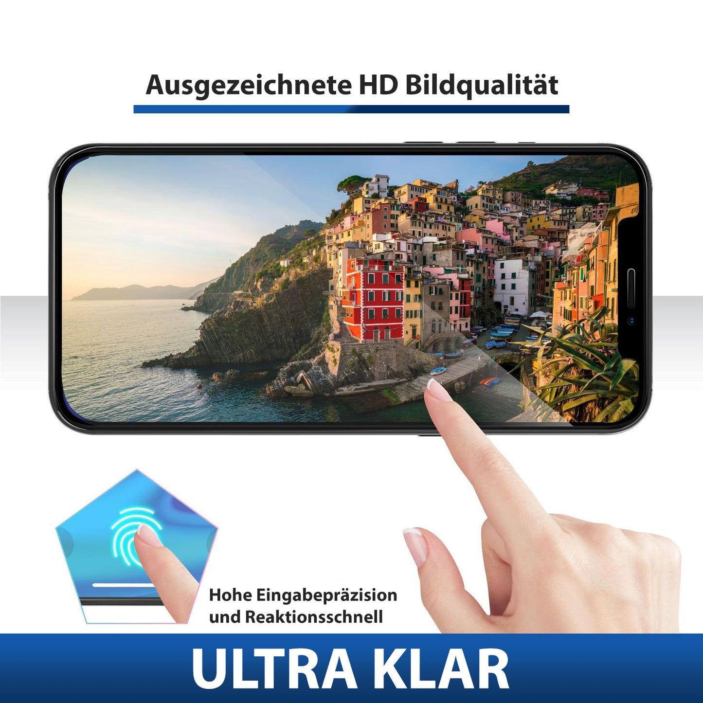 Full Screen Panzerfolie für iPhone 16 15 14 13 12 11 Pro Max Cover Schutz Glas