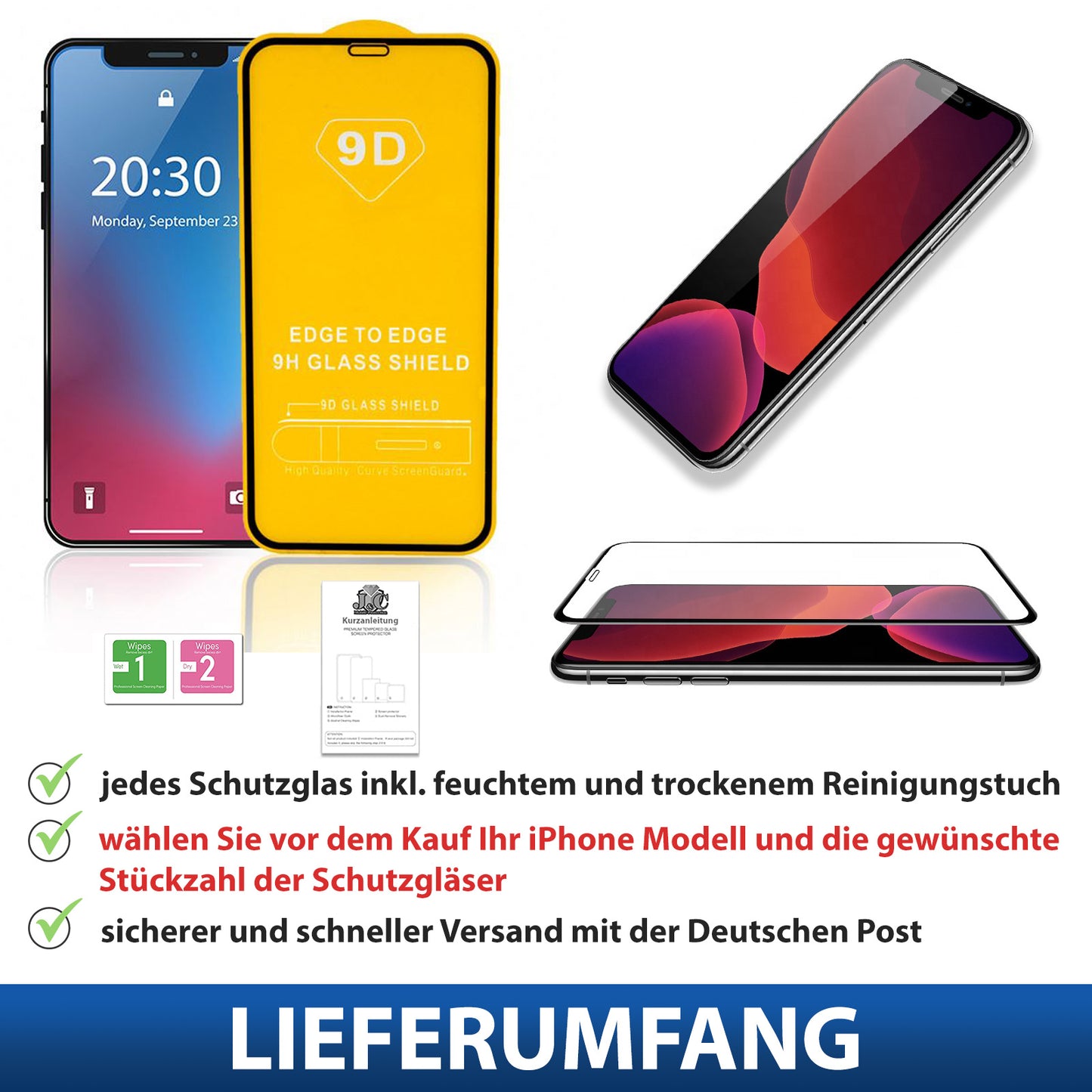 Full Screen Panzerfolie für iPhone 16 15 14 13 12 11 Pro Max Cover Schutz Glas