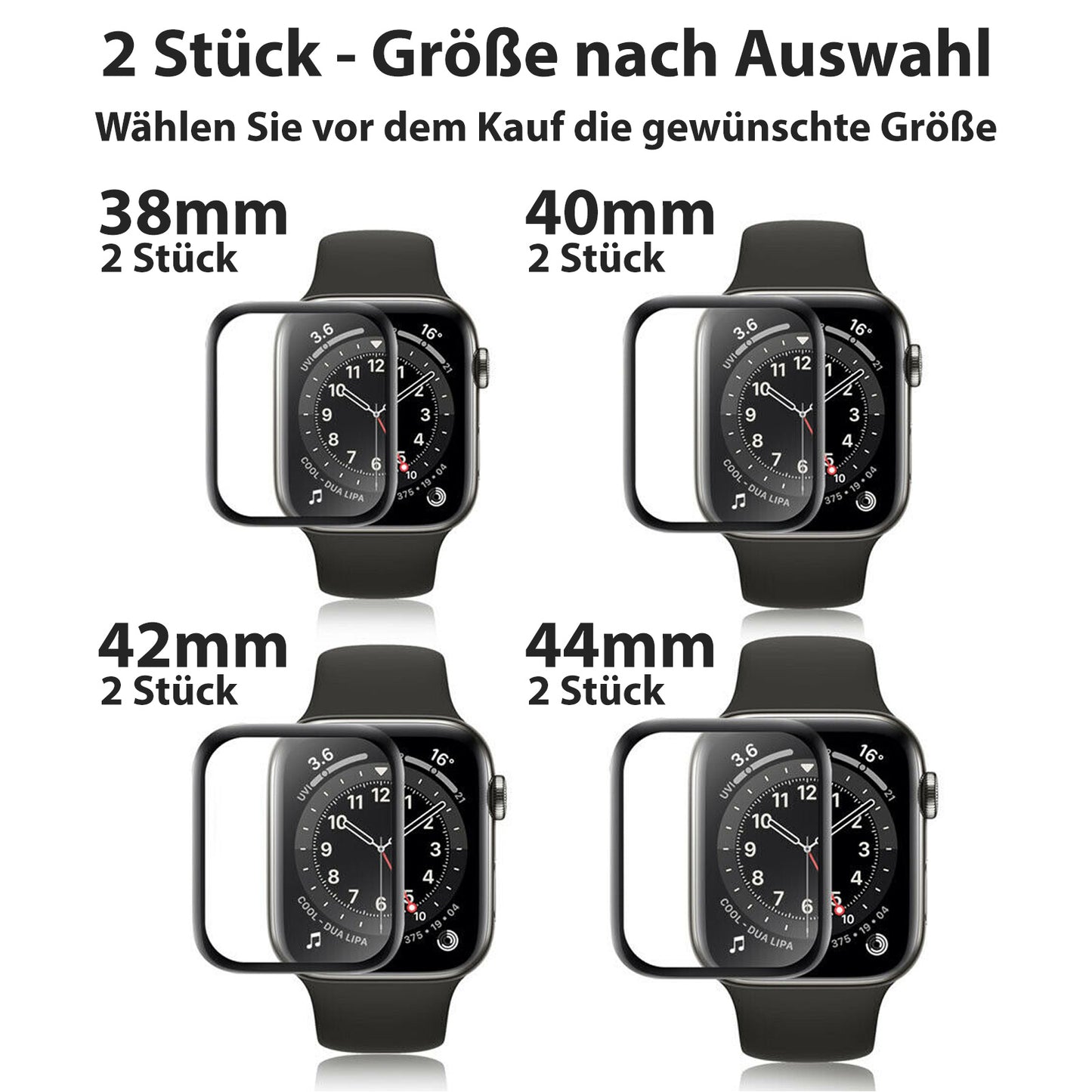 2x Displayschutz Apple Watch Series 1-9 Panzerfolie Acryl Glas 38 41 42 45 49 mm
