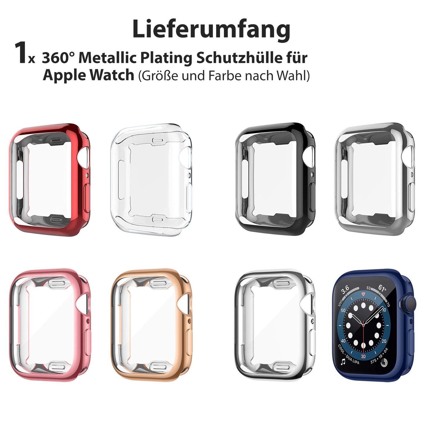 Silikon Case für Apple Watch Series 1-9 Cover 38-49mm 360 Grad Schutz Hülle TPU