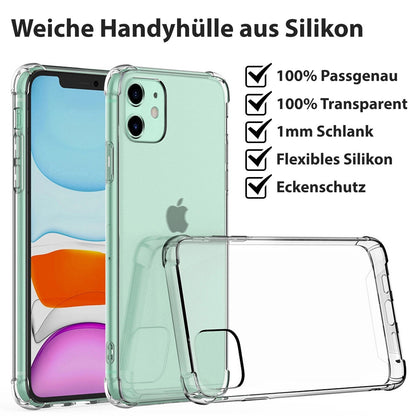 Handy Hülle iPhone 16 15 14 13 12 11 XS XR 8 Pro Max Mini Silikon Schutz Bumper
