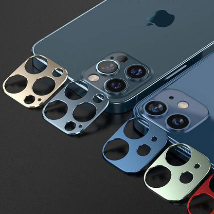 iPhone 11 12 Pro Max Mini Kamera Schutz Linsen Schutz aus Metall im Titan look