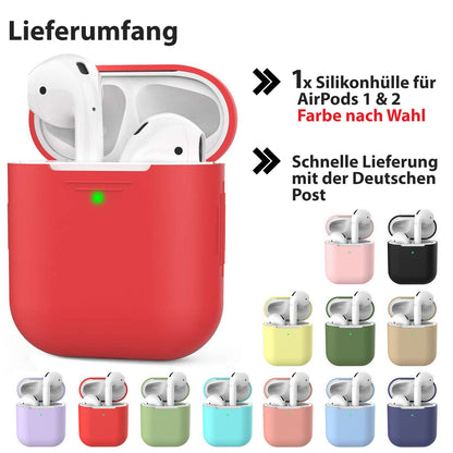 AirPods 1 2 Hülle Silikon Case - Schutzhülle für Apple Airpod Kopfhörer 1 2 Gen
