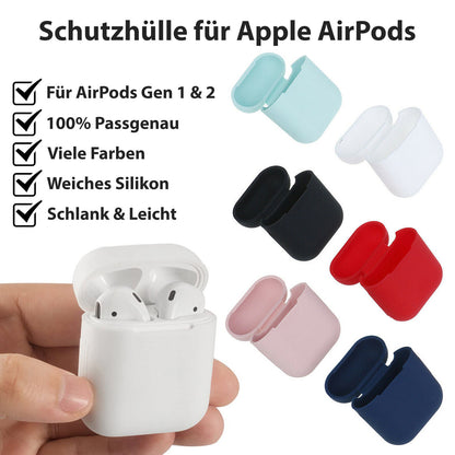 AirPods 1 2 Hülle Silikon Case - Schutzhülle für Apple Airpod Kopfhörer 1 2 Gen