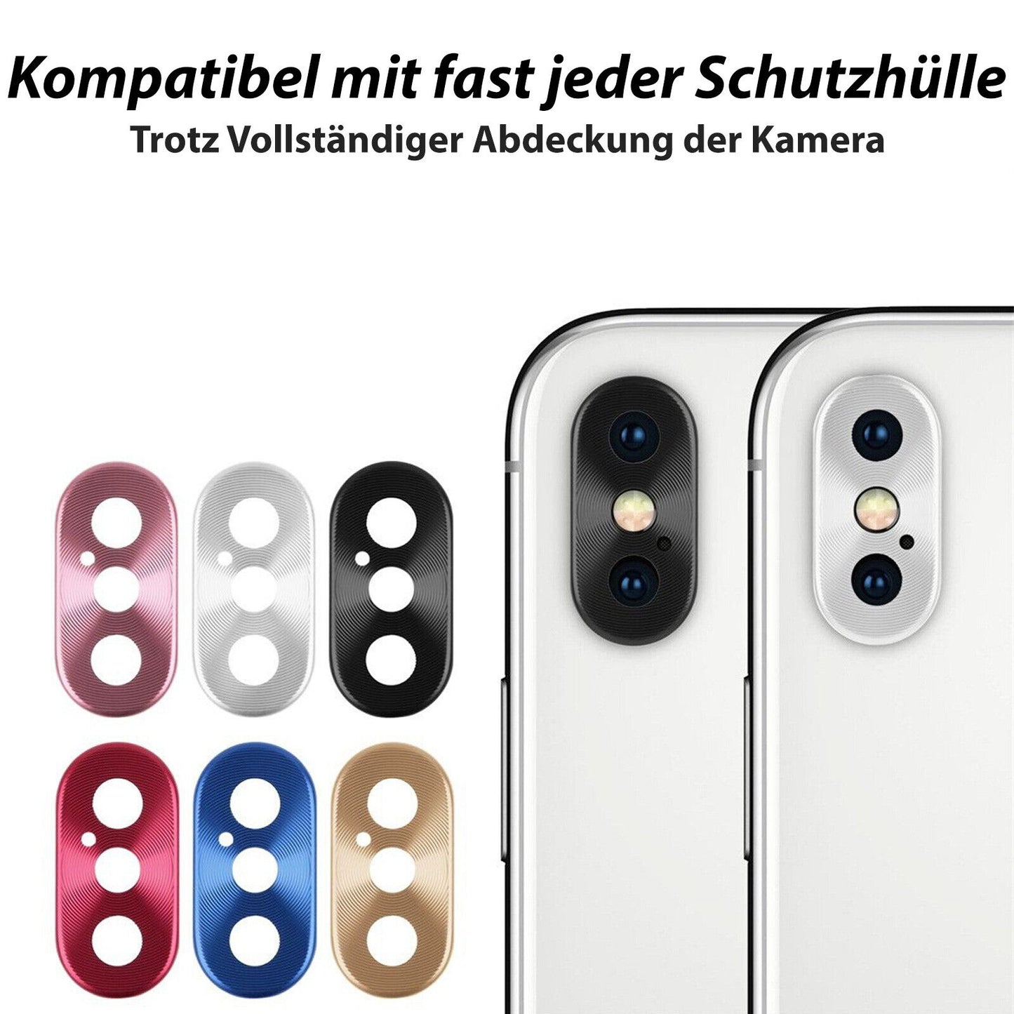 iPhone 7 8 X XS XR Plus Max SE Kamera Schutz Blende, Metall Panzer Camera Linse