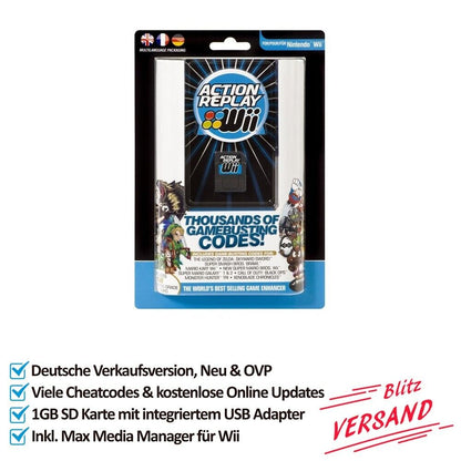 Datel Action Replay Wii 1GB Cheat Modul Schummelmodul für Nintendo Wii Spiele