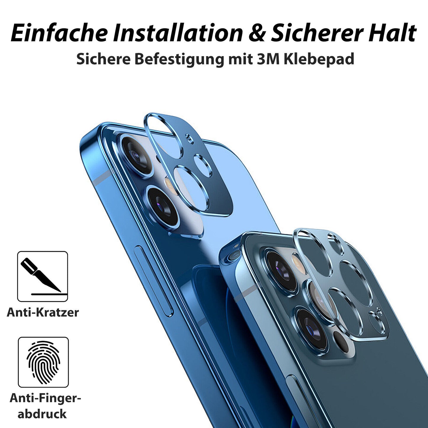 iPhone 11 12 Pro Max Mini Kamera Schutz Linsen Schutz aus Metall im Titan look