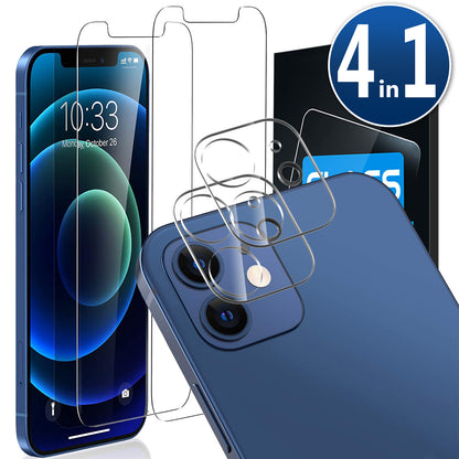 2x Display Schutzglas + 2 x Kameraschutz für iPhone 11 - 16 Pro Max